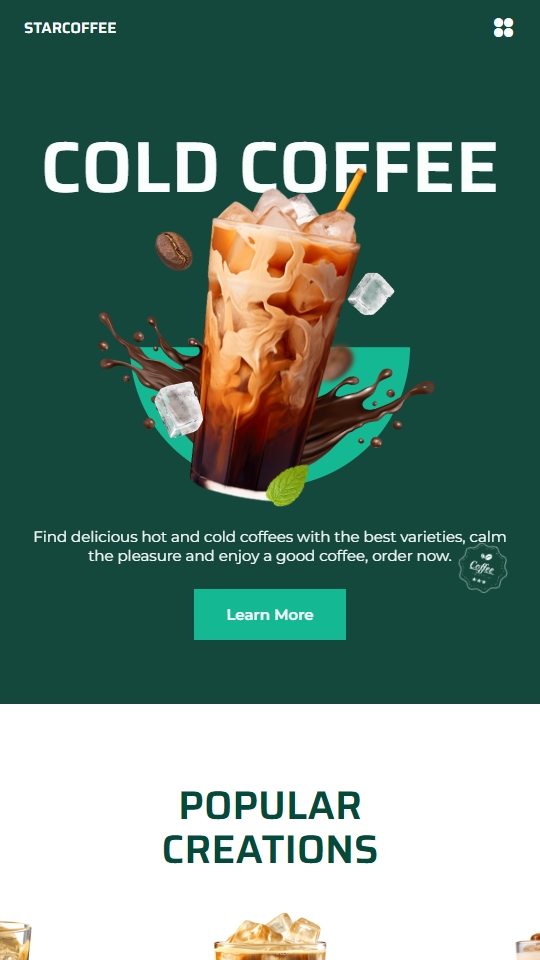 Arunika Coffee Mobile View